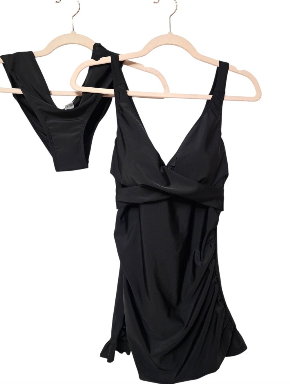 Yesfashion Classic Black One-Piece Swimdress with Bikini Bottom Womens Medium
